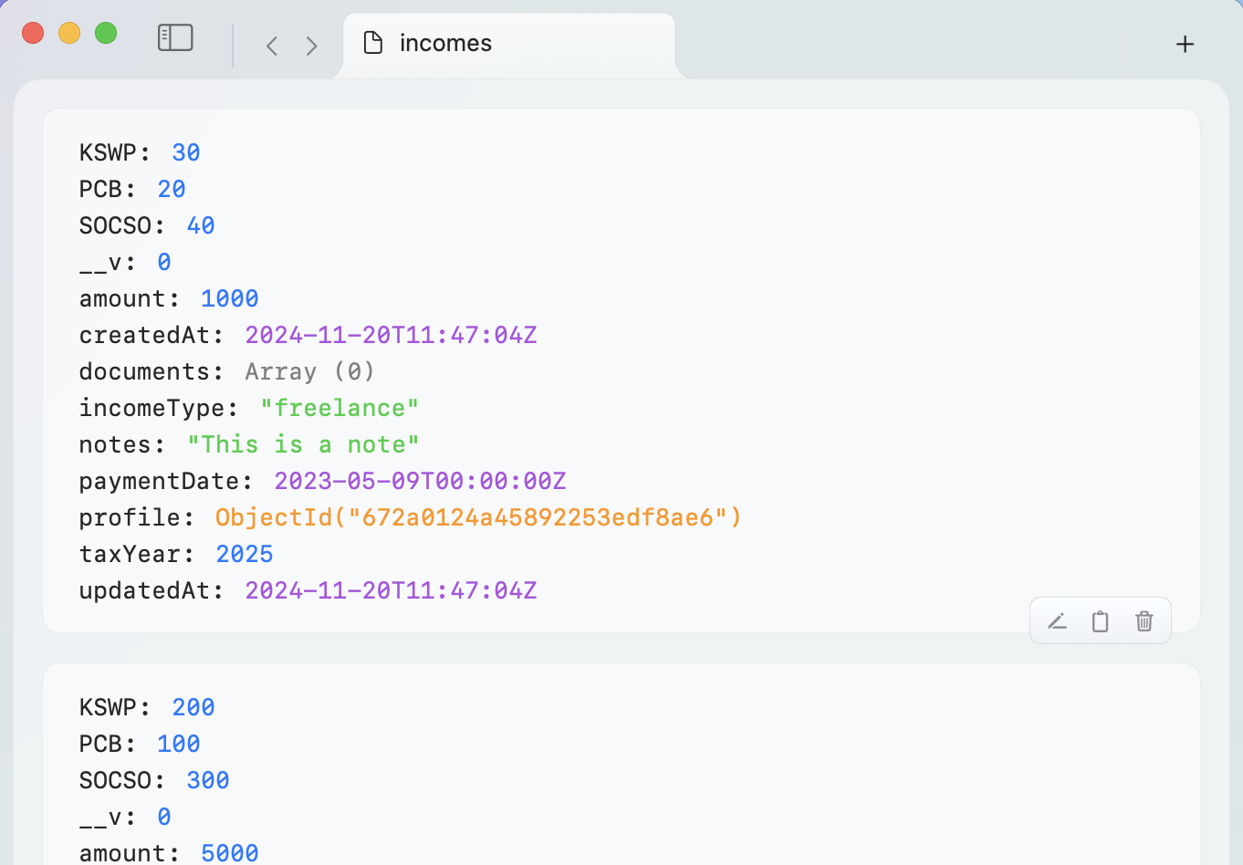 NoSQL document view screenshot placeholder